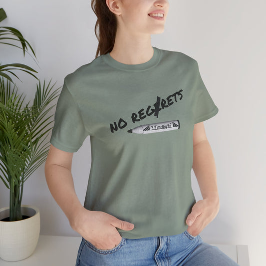 Inspirational Unisex Short Sleeve Tee - No Regrets Design - T-Shirts