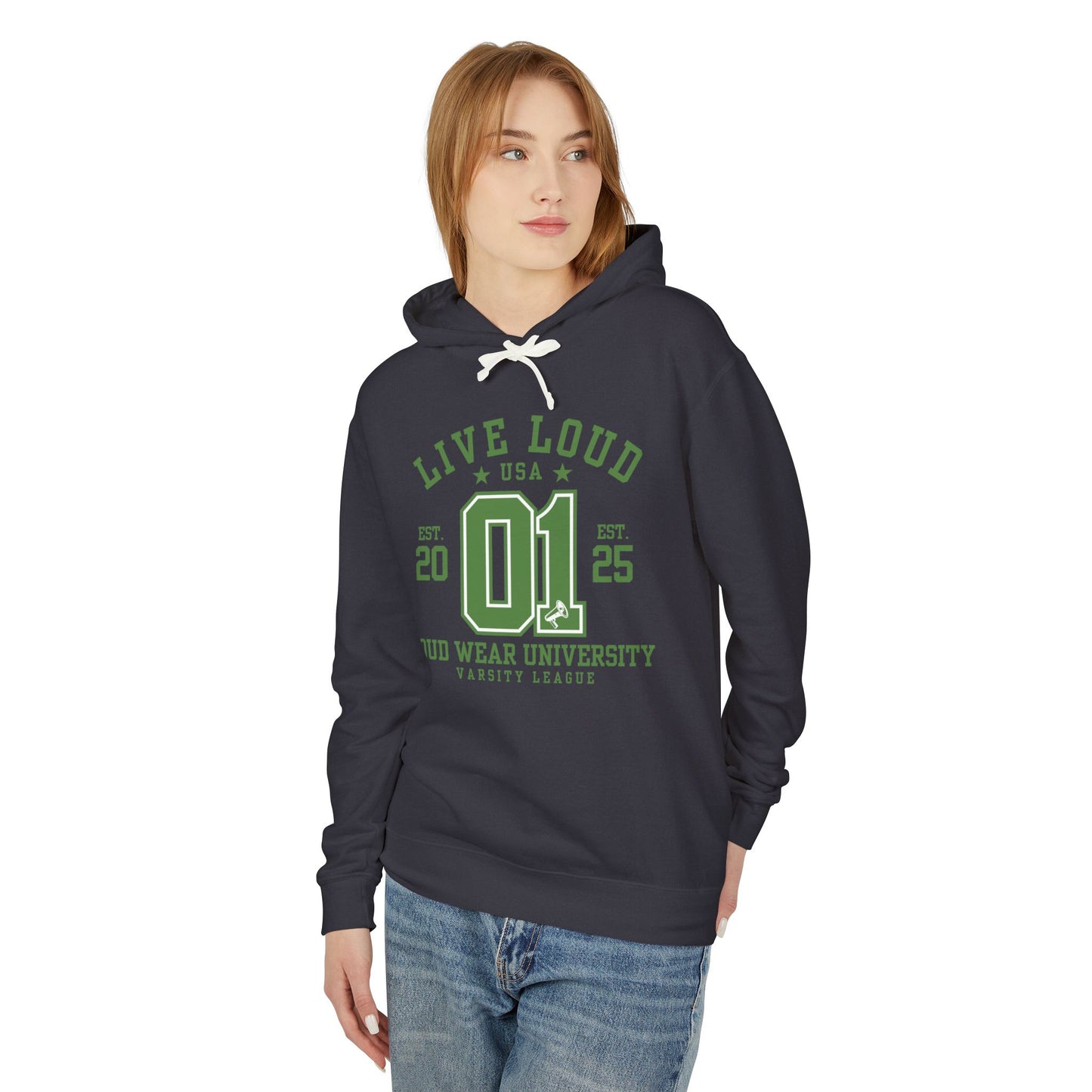 Live Loud Varsity - Lightweight Hooded Sweatshirt - Loud Wear