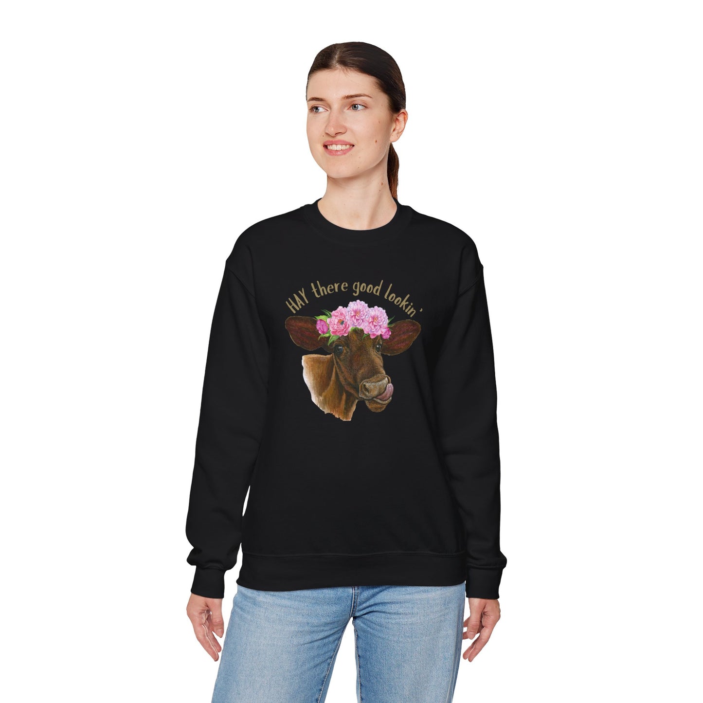 Funny Cow Unisex Sweatshirt - "HAY there good lookin'"