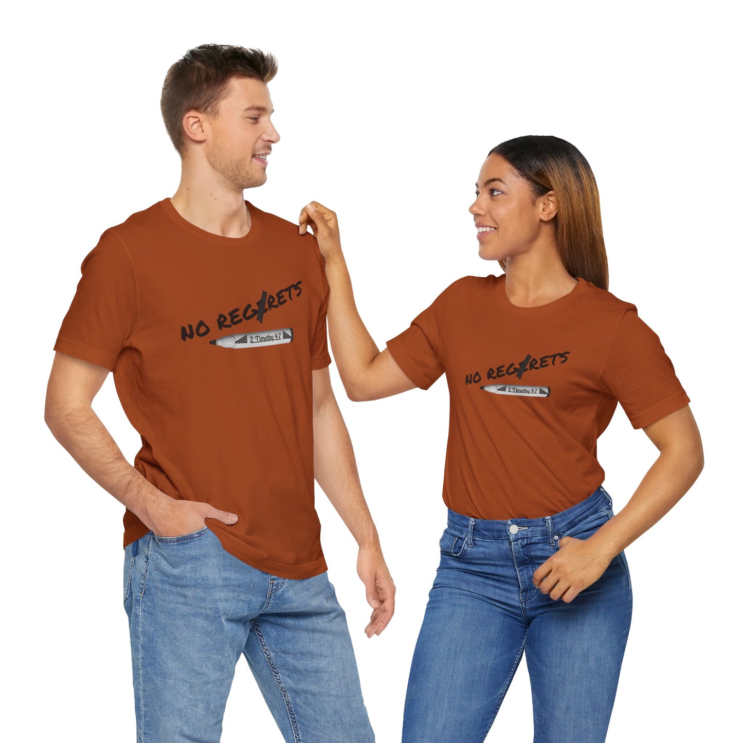 Inspirational Unisex Short Sleeve Tee - No Regrets Design - T-Shirts