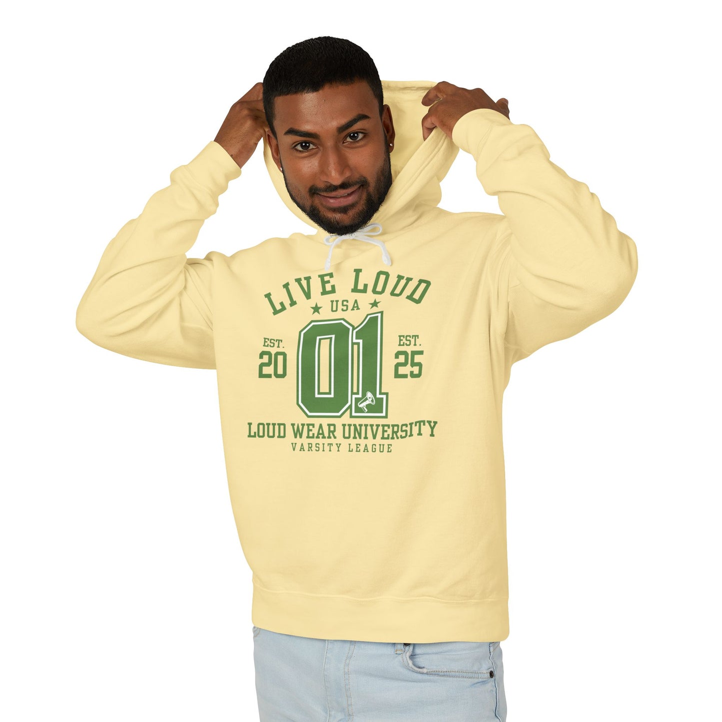 Live Loud Varsity - Lightweight Hooded Sweatshirt - Loud Wear