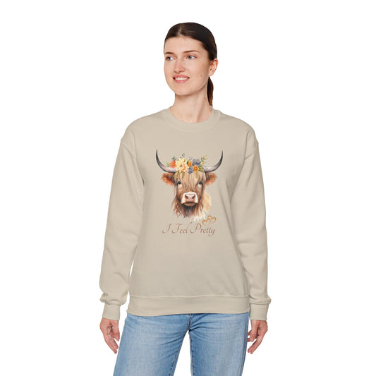 Barn Yard Collection Highland Cow - I Feel Pretty - Heavy Blend™ Crewneck Sweatshirt