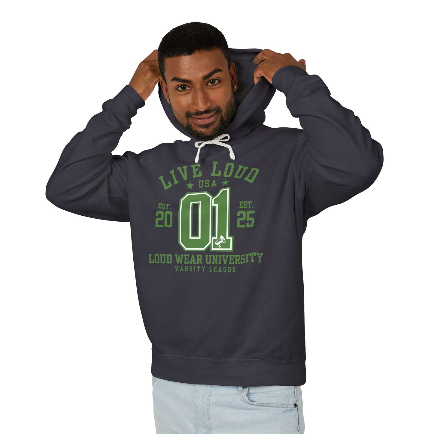 Live Loud Varsity - Lightweight Hooded Sweatshirt - Loud Wear