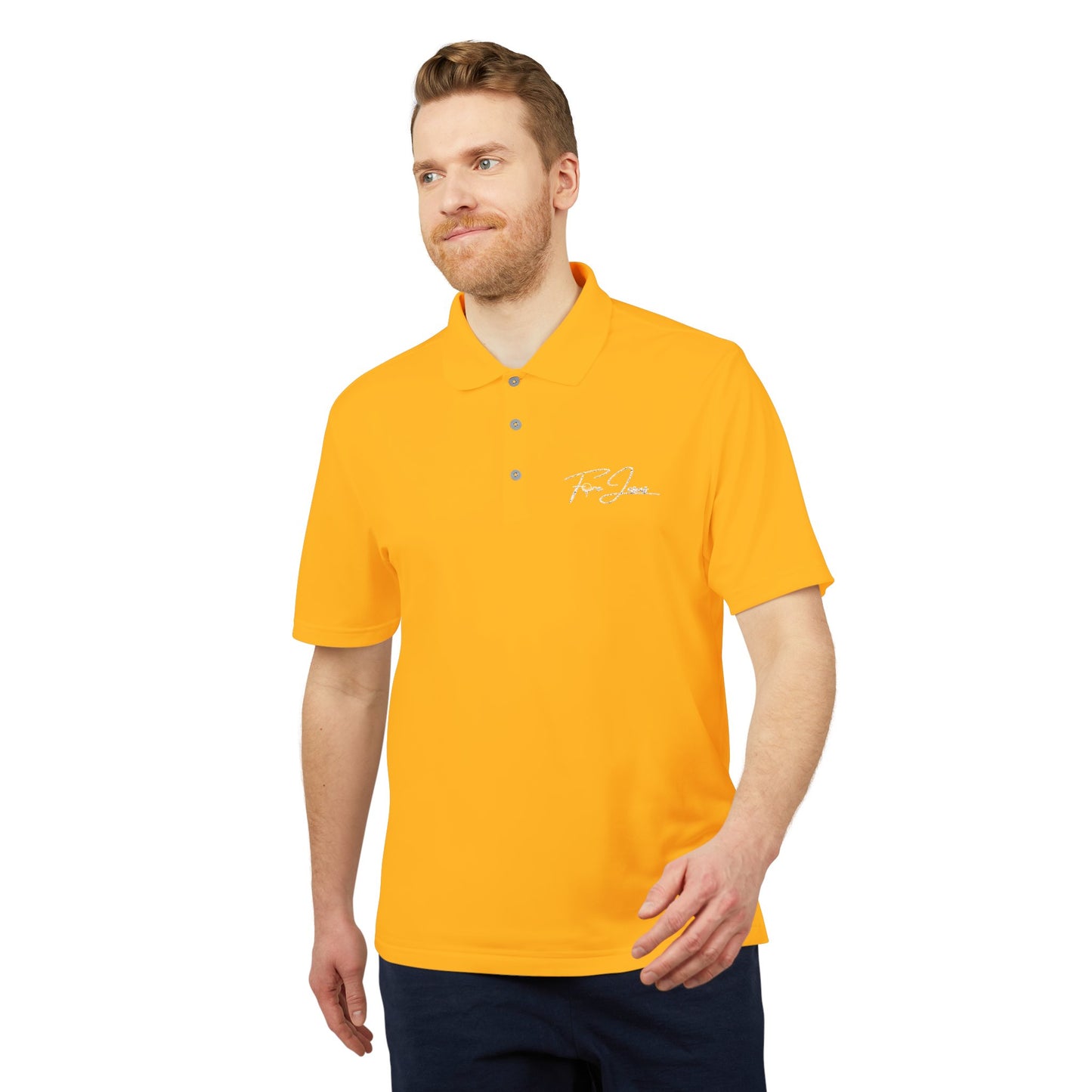 'FORE JESUS' adidas Unisex Performance Polo - Athletic Shirt - Loud Wear - Gold Apparel