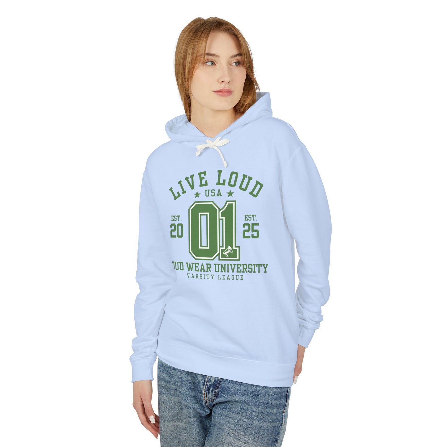 Live Loud Varsity - Lightweight Hooded Sweatshirt - Loud Wear