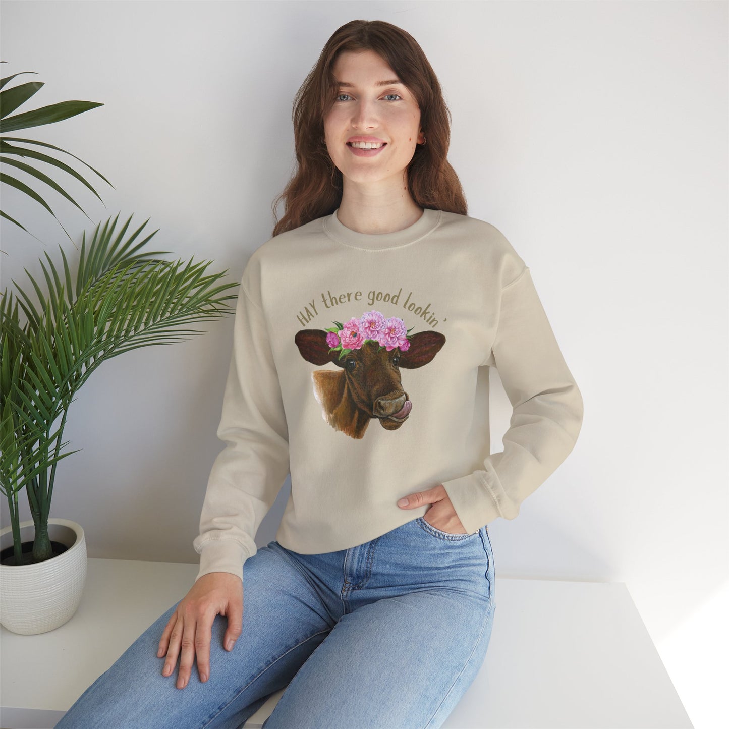 Funny Cow Unisex Sweatshirt - "HAY there good lookin'"