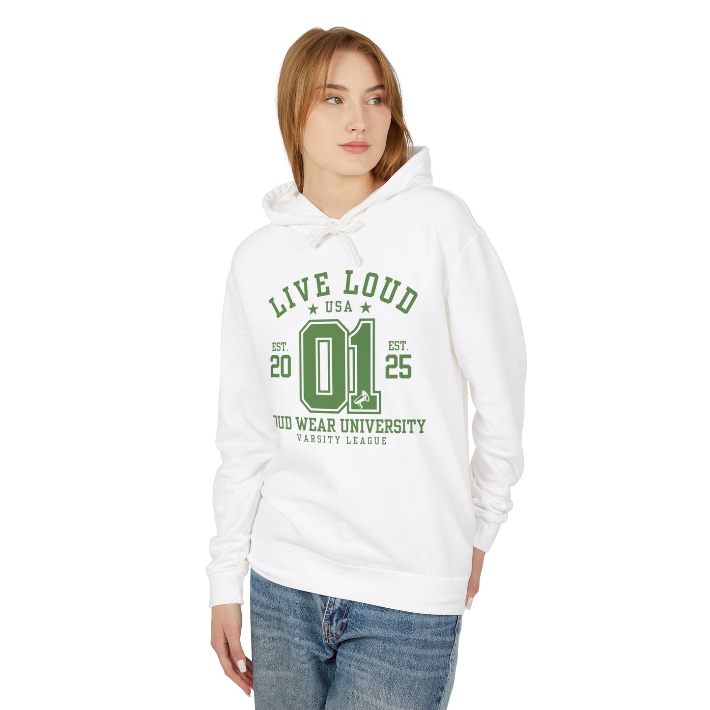 Live Loud Varsity - Lightweight Hooded Sweatshirt - Loud Wear