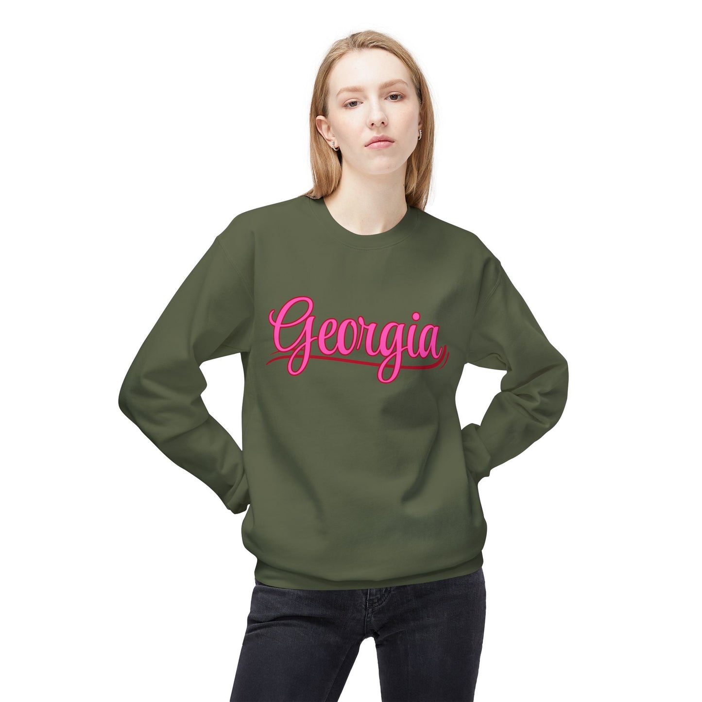 Georgia - Fleece Crewneck Sweatshirt - Cozy & Stylish Apparel for Everyday Wear -