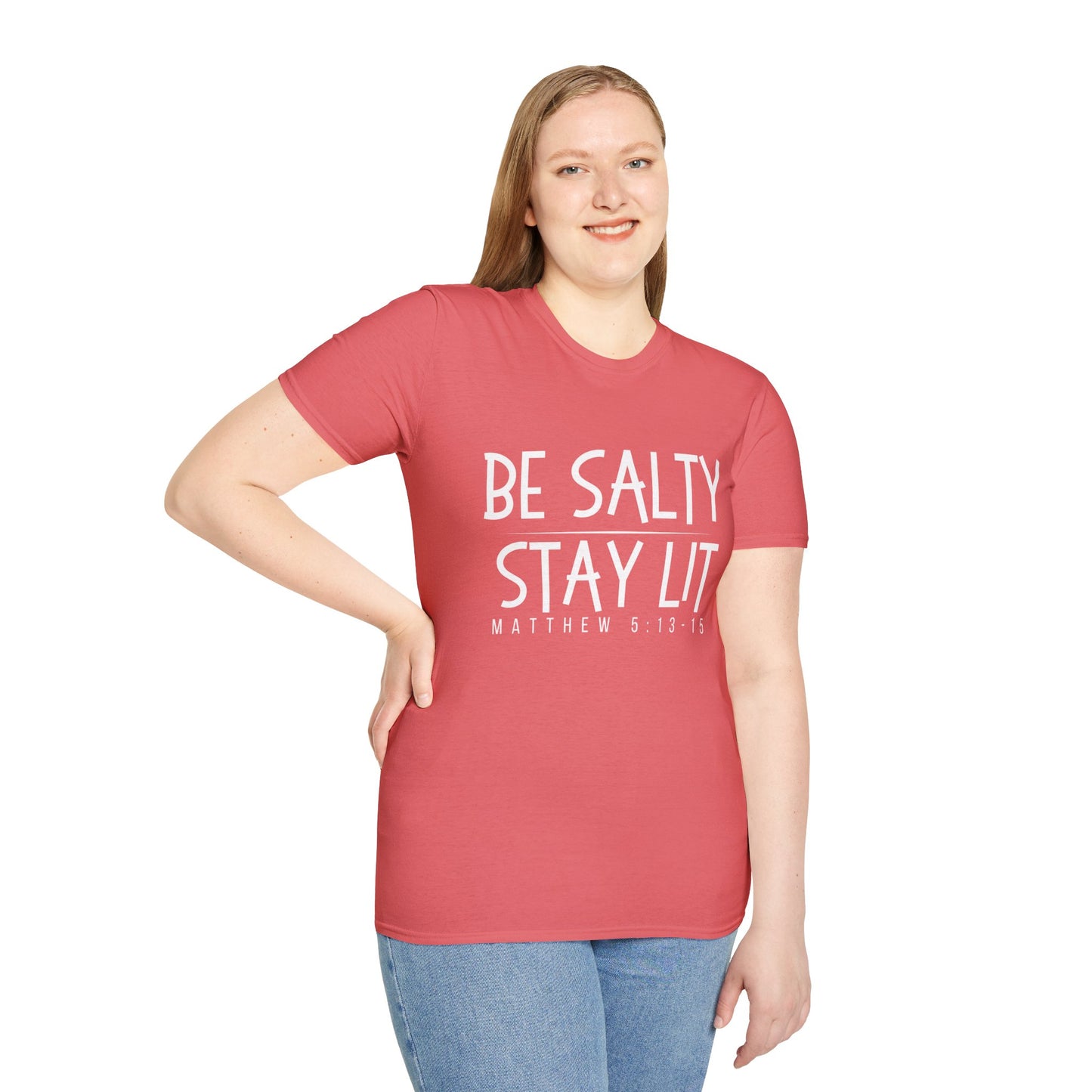 Be Salty Stay Lit - Unisex Softstyle T-Shirt - Vibrant Inspirational Tee