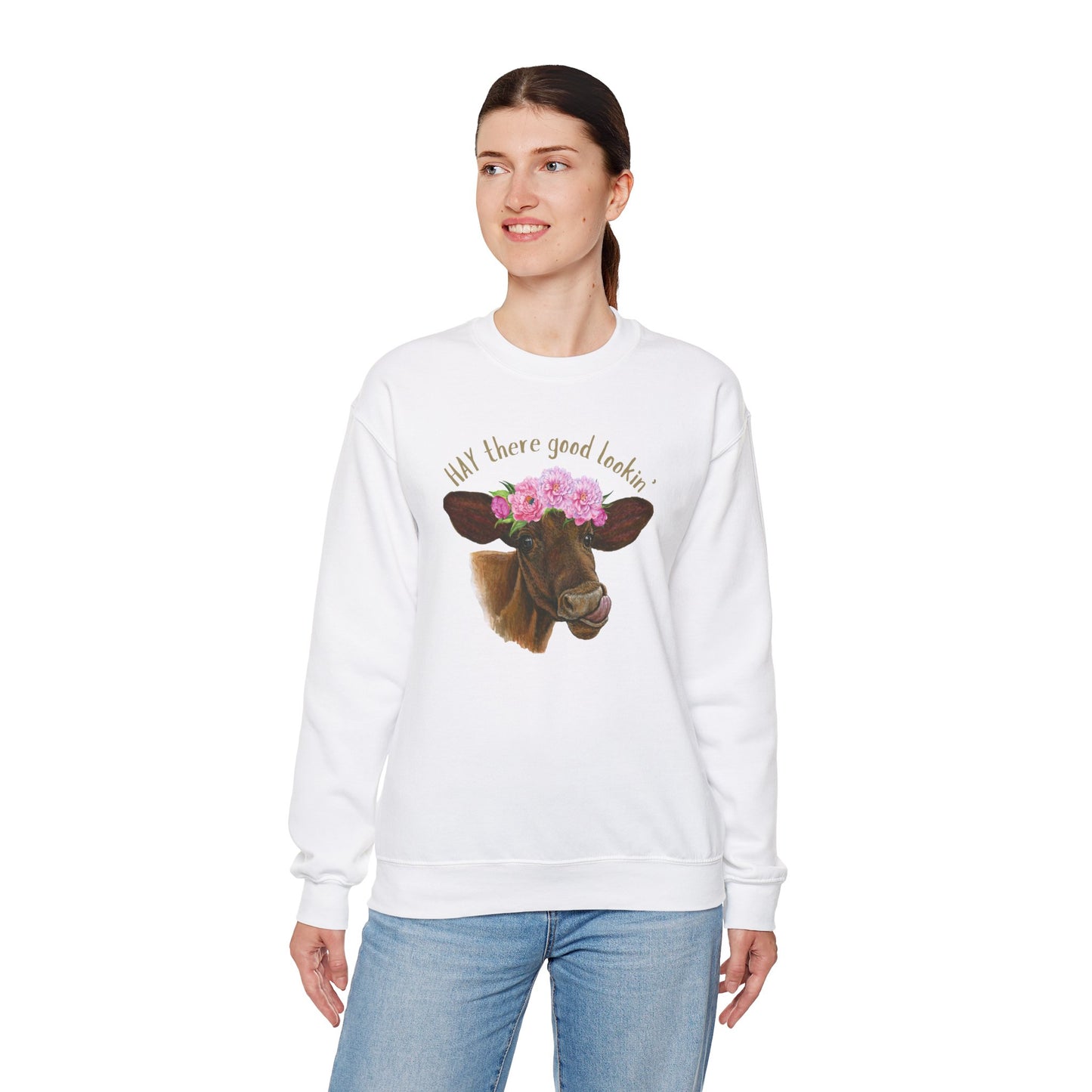 Funny Cow Unisex Sweatshirt - "HAY there good lookin'"